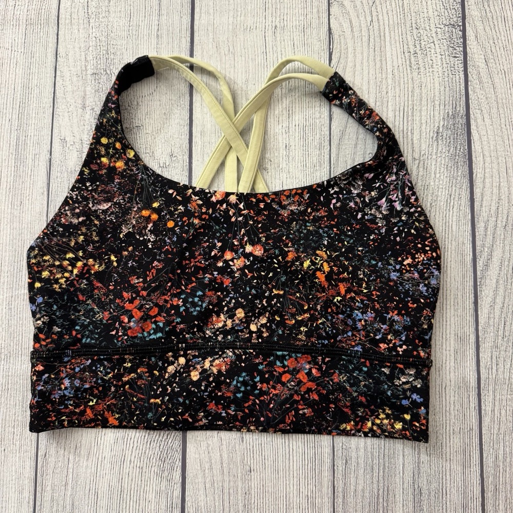 Lululemon Energy Longline Sports Bra 6 Multicolor Floral Activewear Athletic